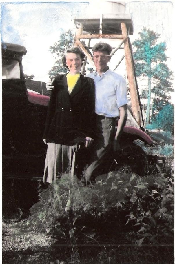 Hand-colored photo of Margaret and Carl Kaas - Date of photo unknown.