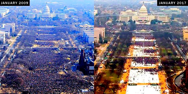 Inauguration of Obama Jan 2009 vs Trump Jan 2017
