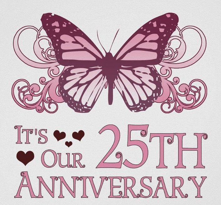 25th Wedding Anniversary Butterfly Poster Google image from  https://www.zazzle.ca/25th_wedding_aniversary_butterfly_poster-228839371107084862