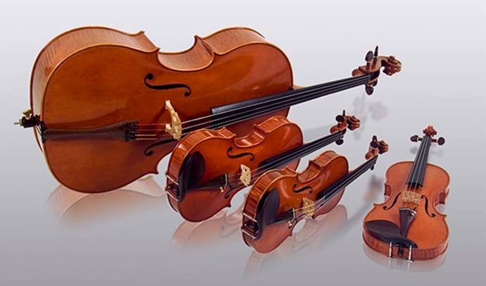 4 violins image from Port Credit Library flyer Music for a Summer Wedding by Symphonic Quartet 15May13