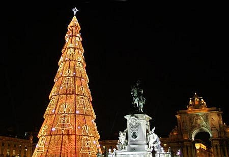 The largest Christmas tree in Europe can be found in the Pra�a do Com�rcio in Lisbon, Portugal.