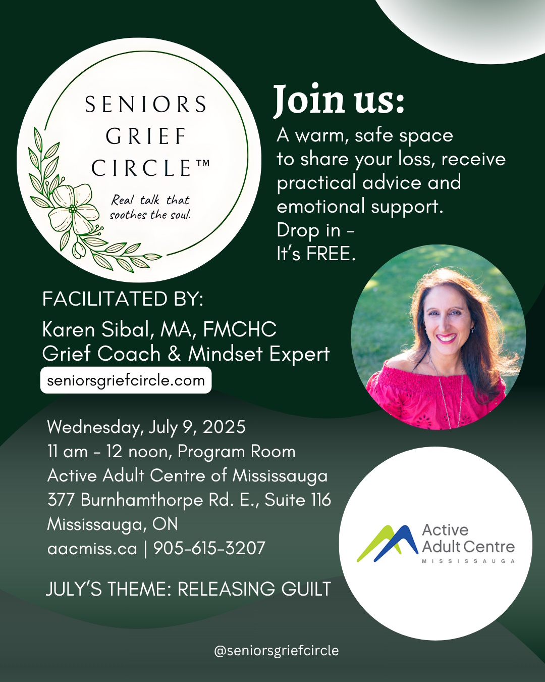 Seniors Grief Circle at Active Adult Centre of Mississauga