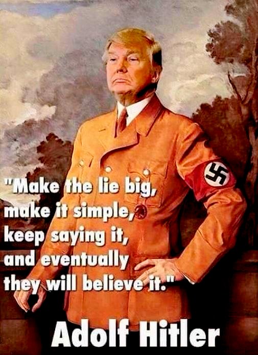 Make the lie big, make it simple, keep saying it, and eventually they will believe it. ~ Adolf Hitler image from https://www.pinterest.ca/ashleyboasso/donald-trump-jokes/