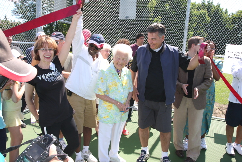 Mayor Hazel McCallion and Mississauga South MPP Charles Sousa at the Grand Re-opening of Mohawk Park Tennis Club, 12 July 2009 image from Alex Gregory 14 Apr 2017