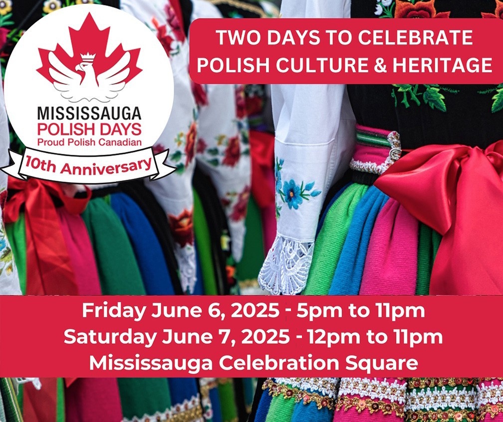 Mississauga Polish Days Festival 6-7 June 2025 image source: City of Mississauga Celebration Square