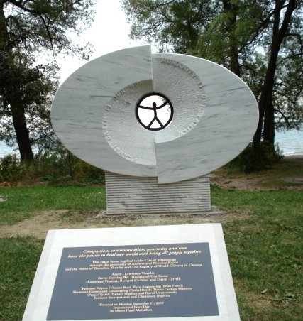 Peace Stone on September 21, 2009 by the shores of Lake Ontario in Richard's Memorial Park, 804 Lakeshore Road West, Mississauga ON L5H 1E5 Canada - Google image frompeacestone.jpg http://www.traditionalcutstone.com/wp/wp-content/uploads/DSC03829.jpg