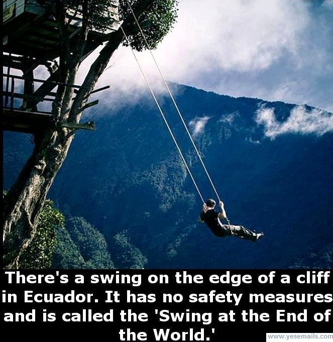 4. Swing at End of the World in Ecuador Google image from http://www.atlasobscura.com/places/swing-at-the-end-of-the-world