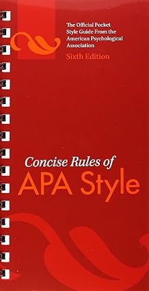 Concise Rules of APA Style (APA, Concise Rules of APA Style) 6th ed. 2009 (Paperback)