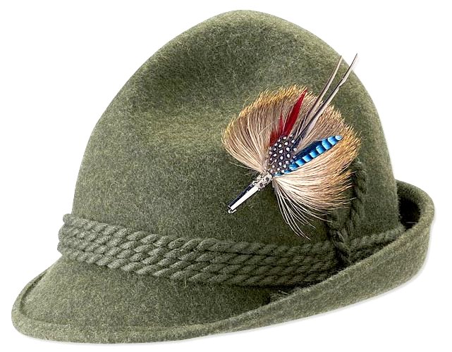 The Bavarian Tyrol-style hat of loden wool is an alpine icon. Worn for centuries by citizens of the Alps. Image from http://www.orvis.com/orvis_assets/prodimg/3R61L0HS.jpg