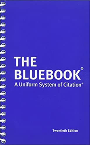 The Bluebook: A Uniform System of Citation, 20th Edition Spiral-bound - May 1 2015 by Harvard Law Review (Author), Columbia Law Review (Author), Yale Law Review (Author)