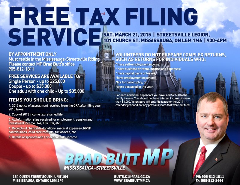 MP Brad Butt Free Tax Filing Service March 21, 2015