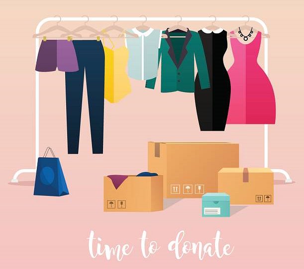 Time to Donate Google image from https://www.istockphoto.com/ca/illustrations/clothes?