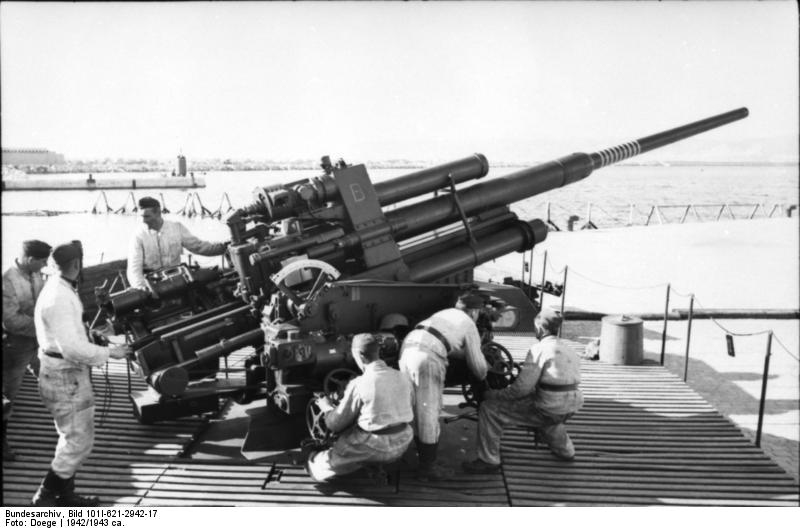 8.8 cm FlaK anti-aircraft gun on the French coast, operated by the German Luftwaffe, circa 1942-1943, Photographer: Doege. Source: German Federal Archive Google image from http://ww2db.com/image.php?image_id=9958