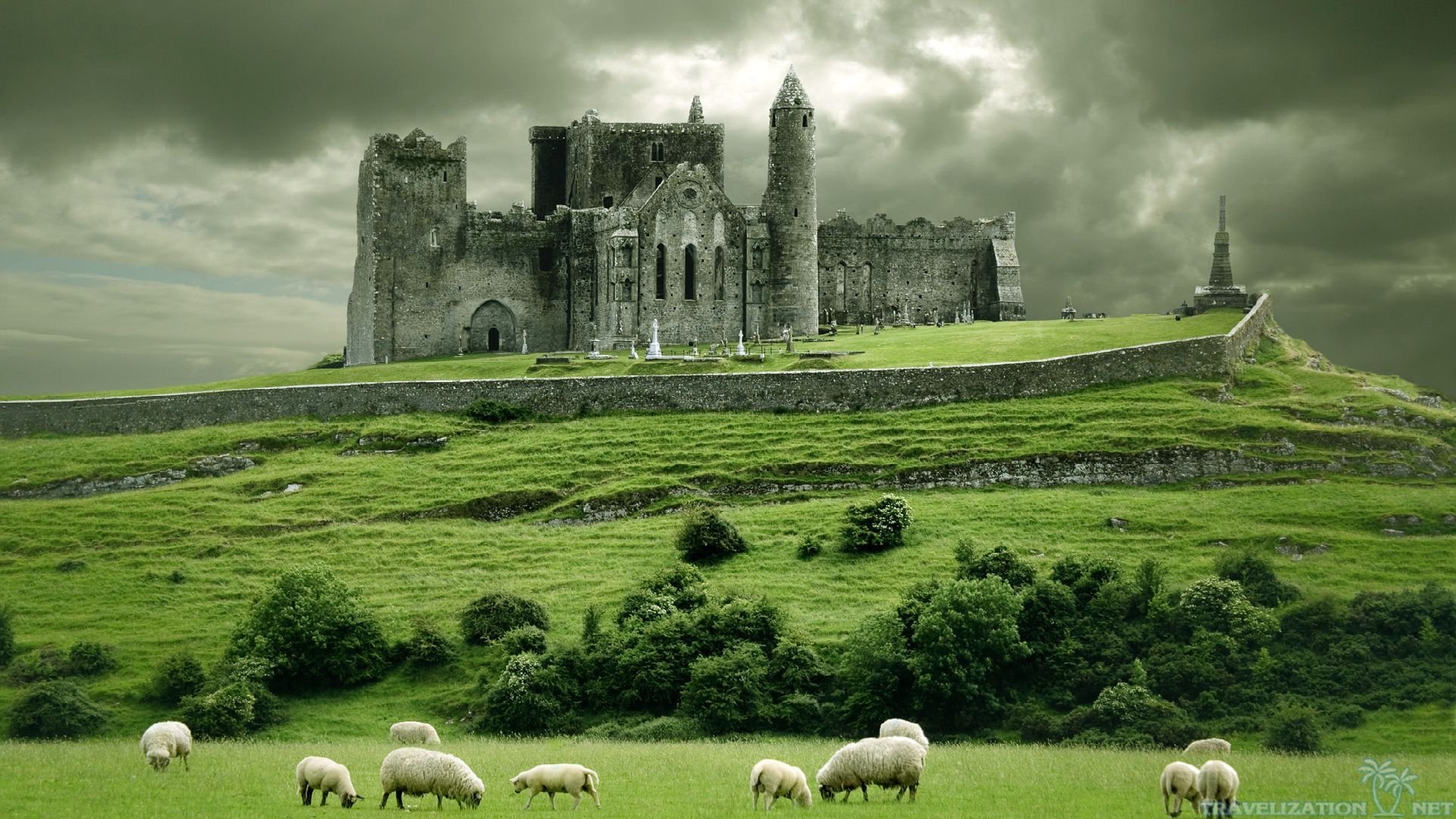 Hannah McDonald goes to Ireland - Castles and sheep Google image from http://hannahgoestoireland.files.wordpress.com/2013/01/cloudy-ireland-landscapes-of-the-world-wallpapers-1920x1080.jpeg