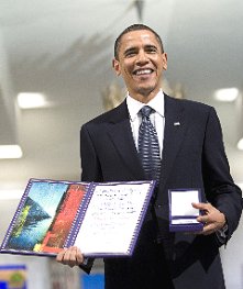 image from FoxNews http://whitehouse.blogs.foxnews.com/2009/12/10/obama-and-nobel/