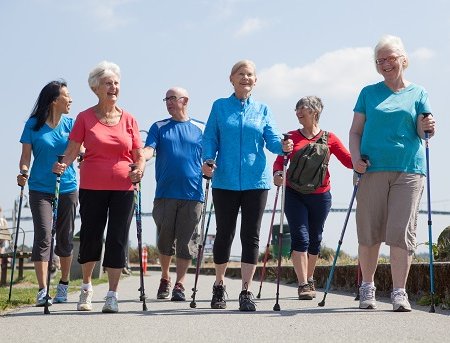 Seniors Nordic Pole Walking Google image from https://urbanpoling.com/health-benefits/active-living-for-seniors/