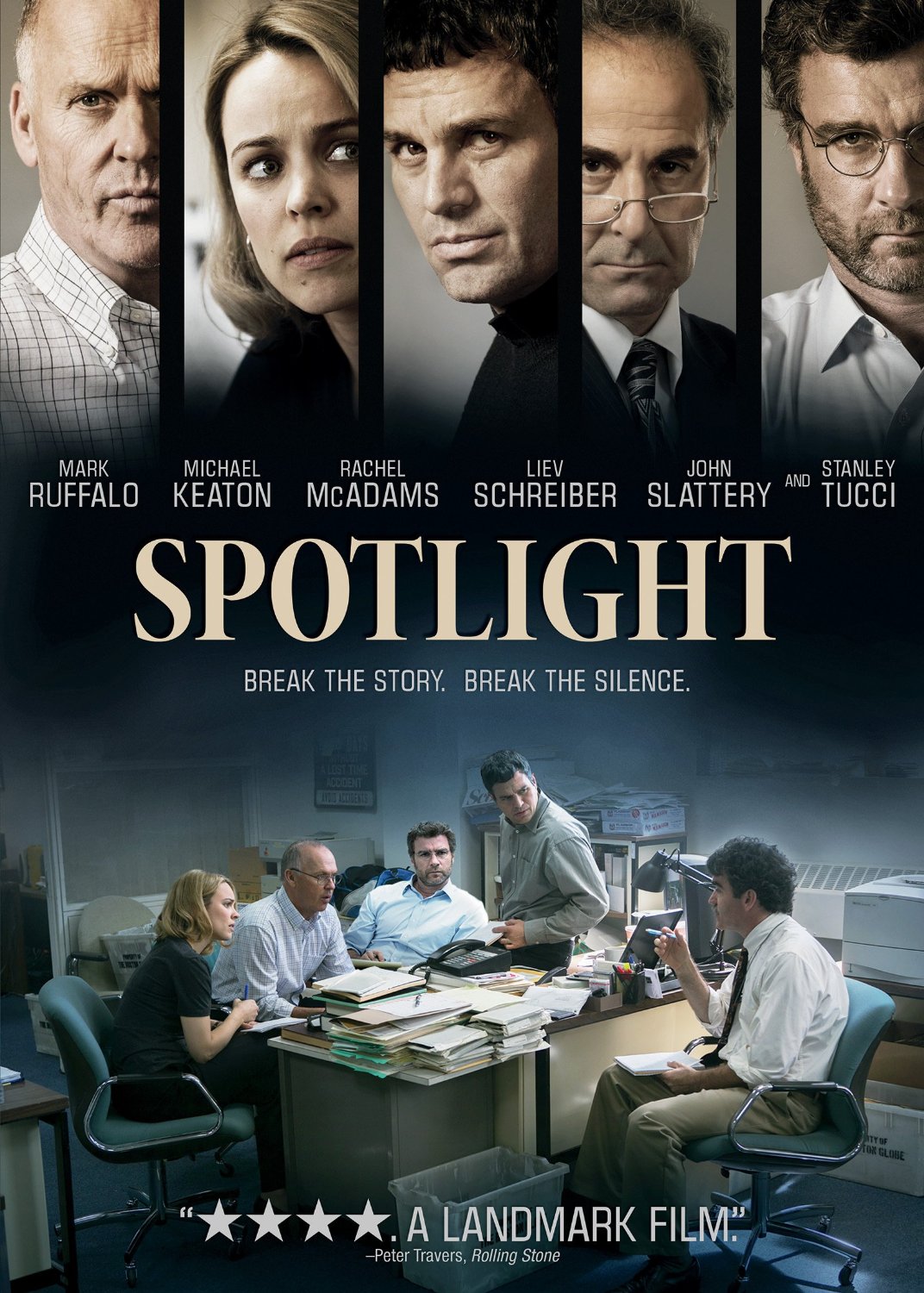 Spotlight (2015) Movie Poster Google image from http://library.hsmc.edu.hk/images/dvd_cover/000254347.jpg