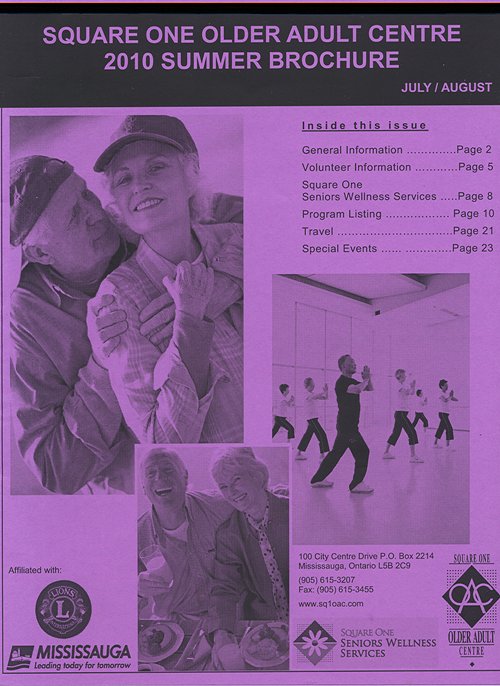 Older Adult Centre Summer Activity Guide April - June 2010 - Cover Page