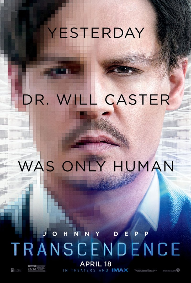 Transcendence 2014 Movie Poster Google image from http://www.beyondhollywood.com/uploads/2014/03/Johnny-Depp-in-Transcendence-2014-Movie-Poster.jpg